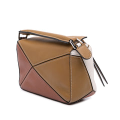 Mini Tricolor Calfskin Puzzle Satchel