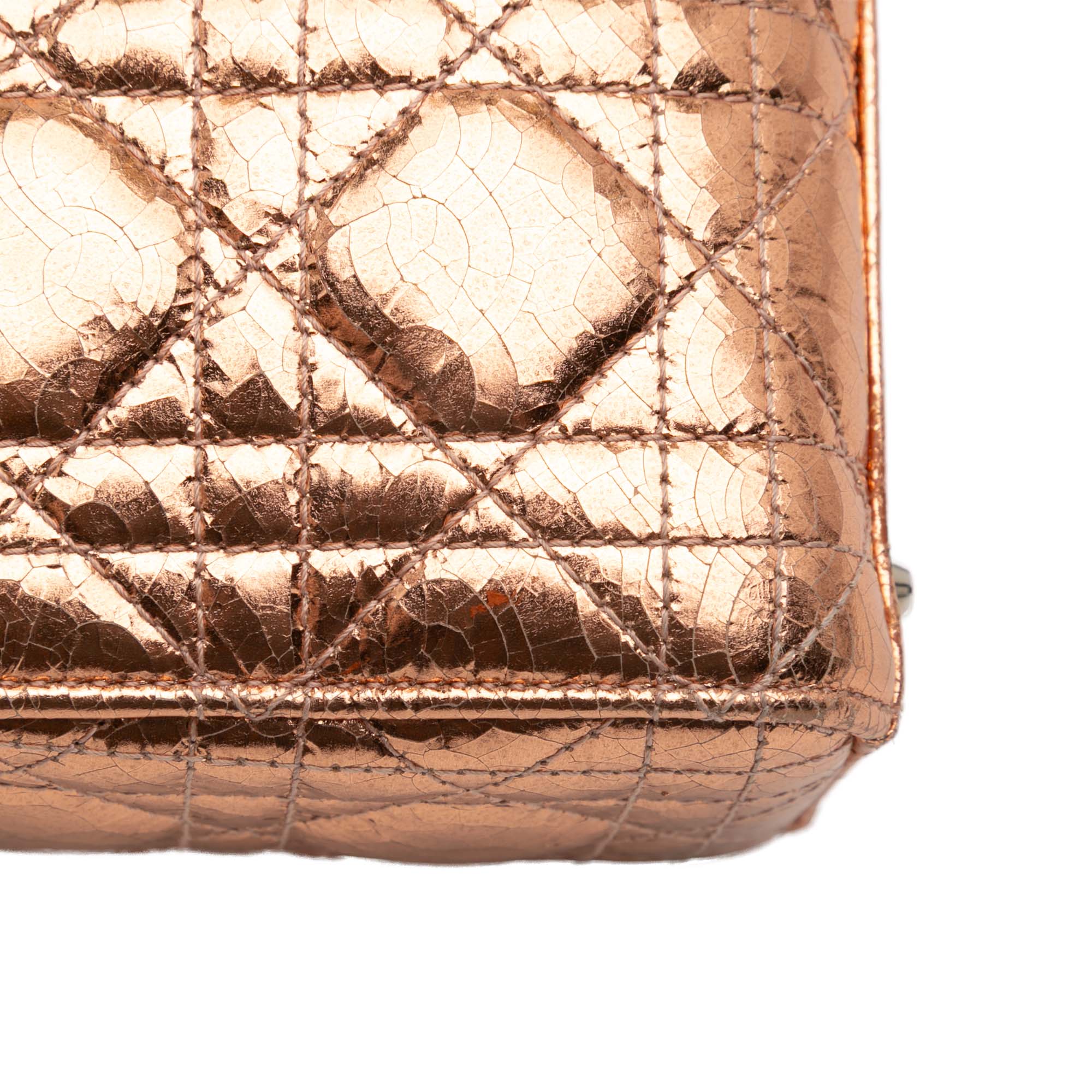 Mini Metallic Crinkled Calfskin Cannage Lady Dior