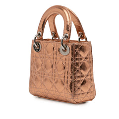 Mini Metallic Crinkled Calfskin Cannage Lady Dior