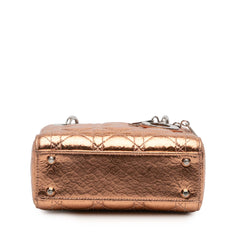 Mini Metallic Crinkled Calfskin Cannage Lady Dior