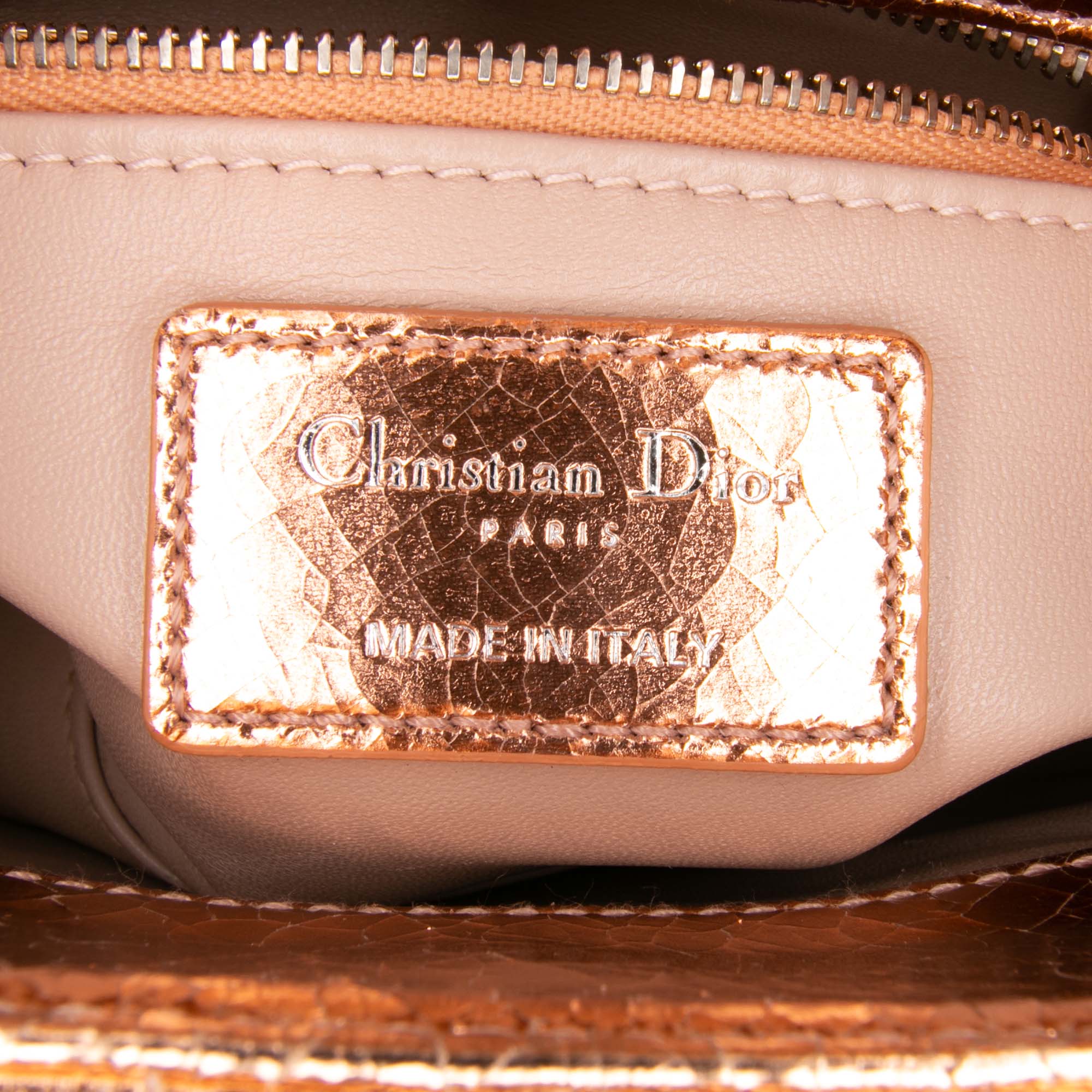 Mini Metallic Crinkled Calfskin Cannage Lady Dior