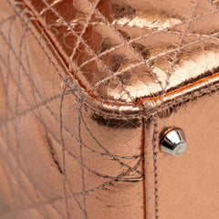 Mini Metallic Crinkled Calfskin Cannage Lady Dior