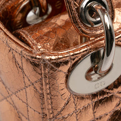 Mini Metallic Crinkled Calfskin Cannage Lady Dior