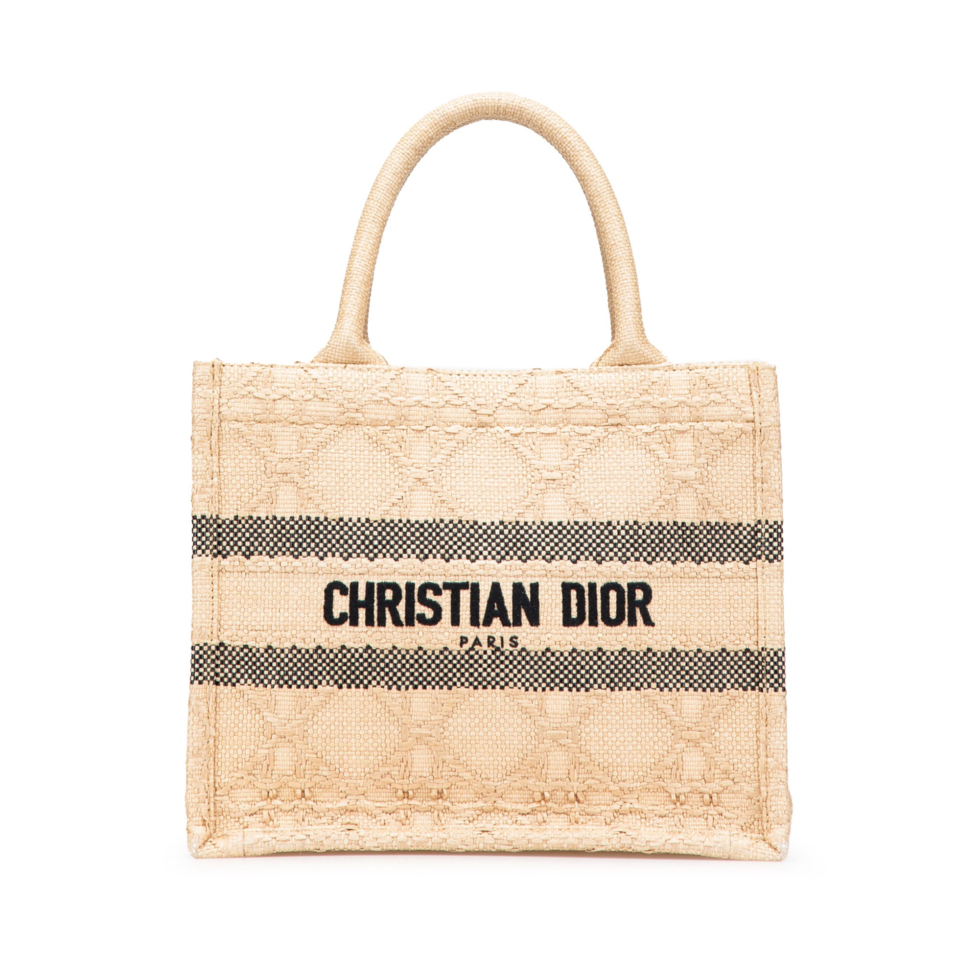 Small Raffia Cannage Book Tote
