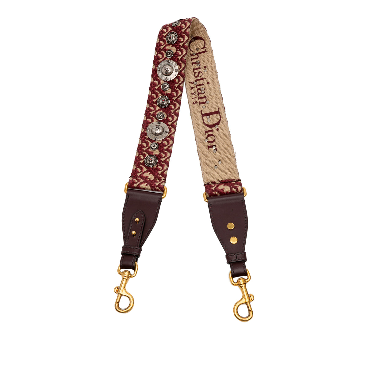 Studded Oblique Canvas Bag Strap