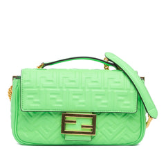 Zucca Embossed Leather Chain Midi Baguette