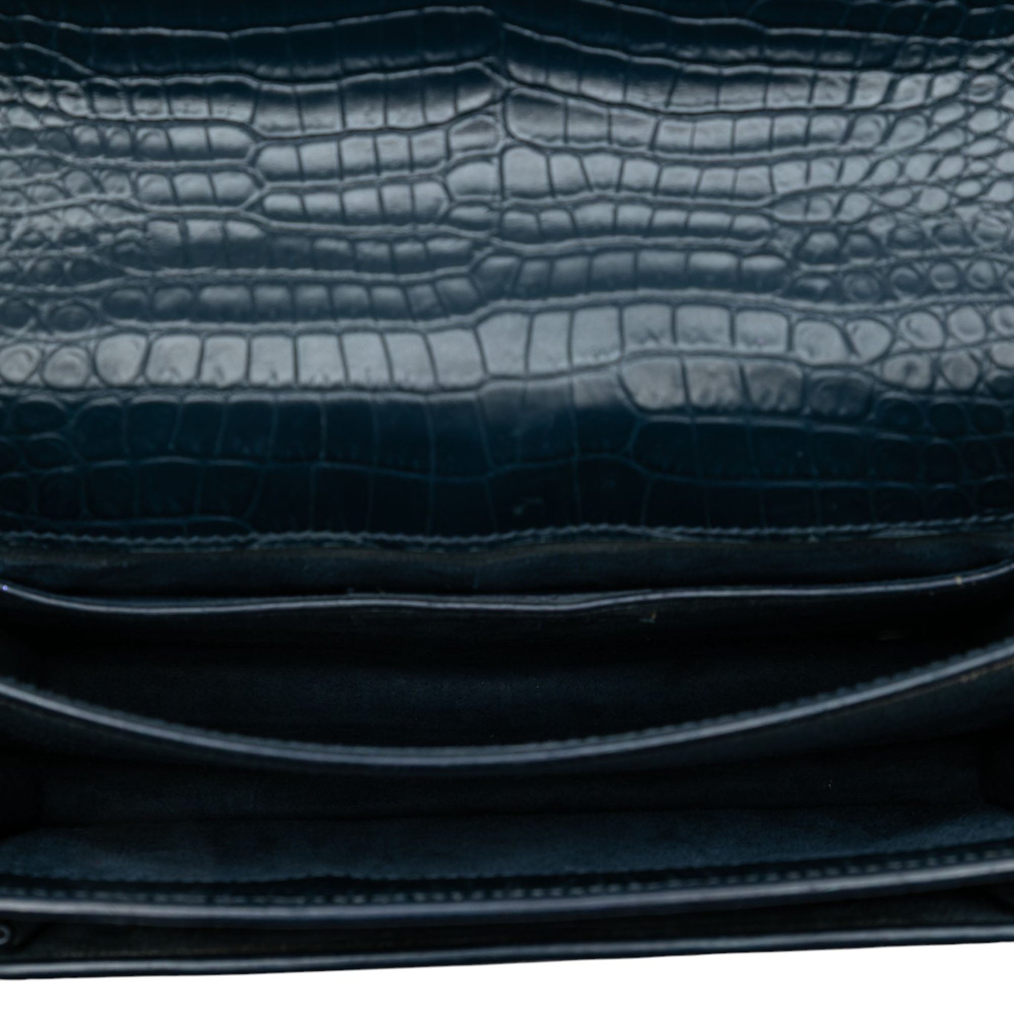 Medium Croc Embossed Calfskin Sunset Flap Crossbody