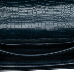 Medium Croc Embossed Calfskin Sunset Flap Crossbody