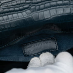 Medium Croc Embossed Calfskin Sunset Flap Crossbody