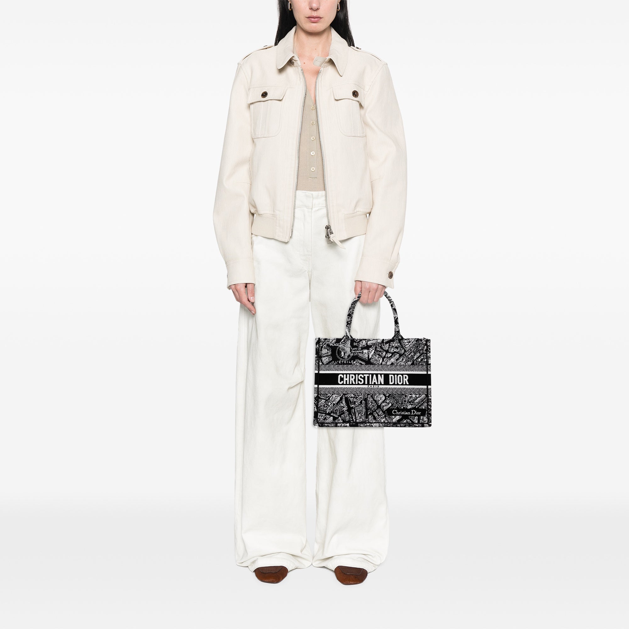 Medium Canvas Embroidered Plan De Paris Book Tote