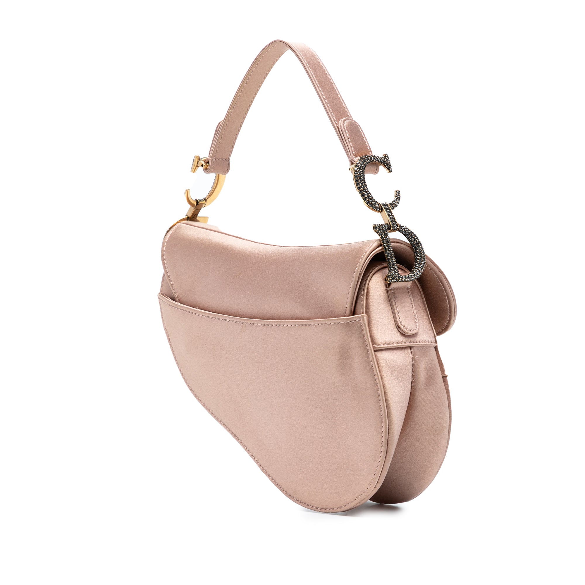 Mini Satin Crystal Embellished Saddle Bag