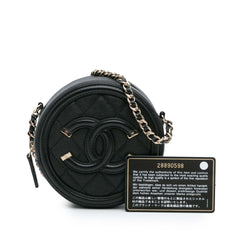 Caviar CC Filigree Round Clutch with Chain