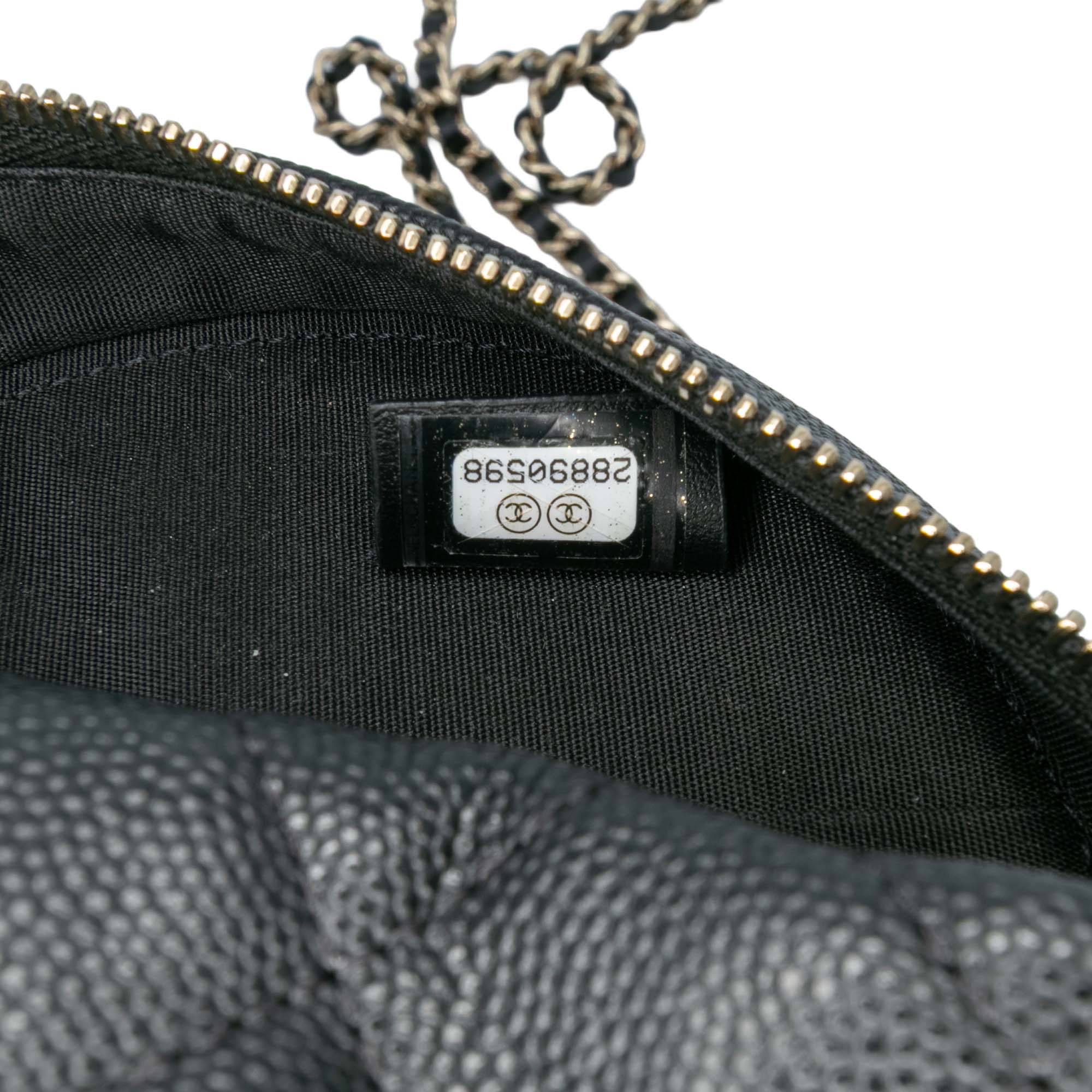 Caviar CC Filigree Round Clutch with Chain