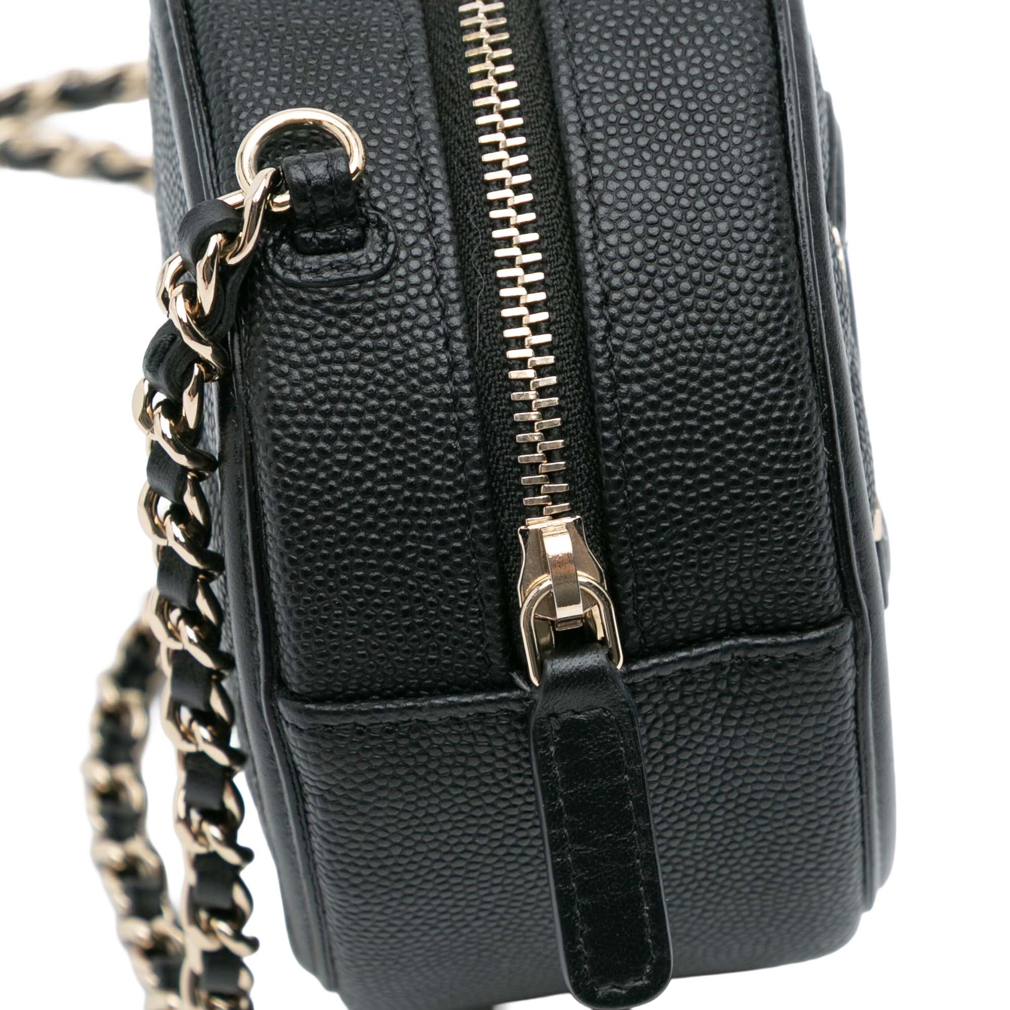 Caviar CC Filigree Round Clutch with Chain