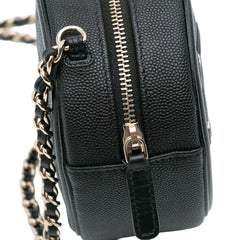Caviar CC Filigree Round Clutch with Chain
