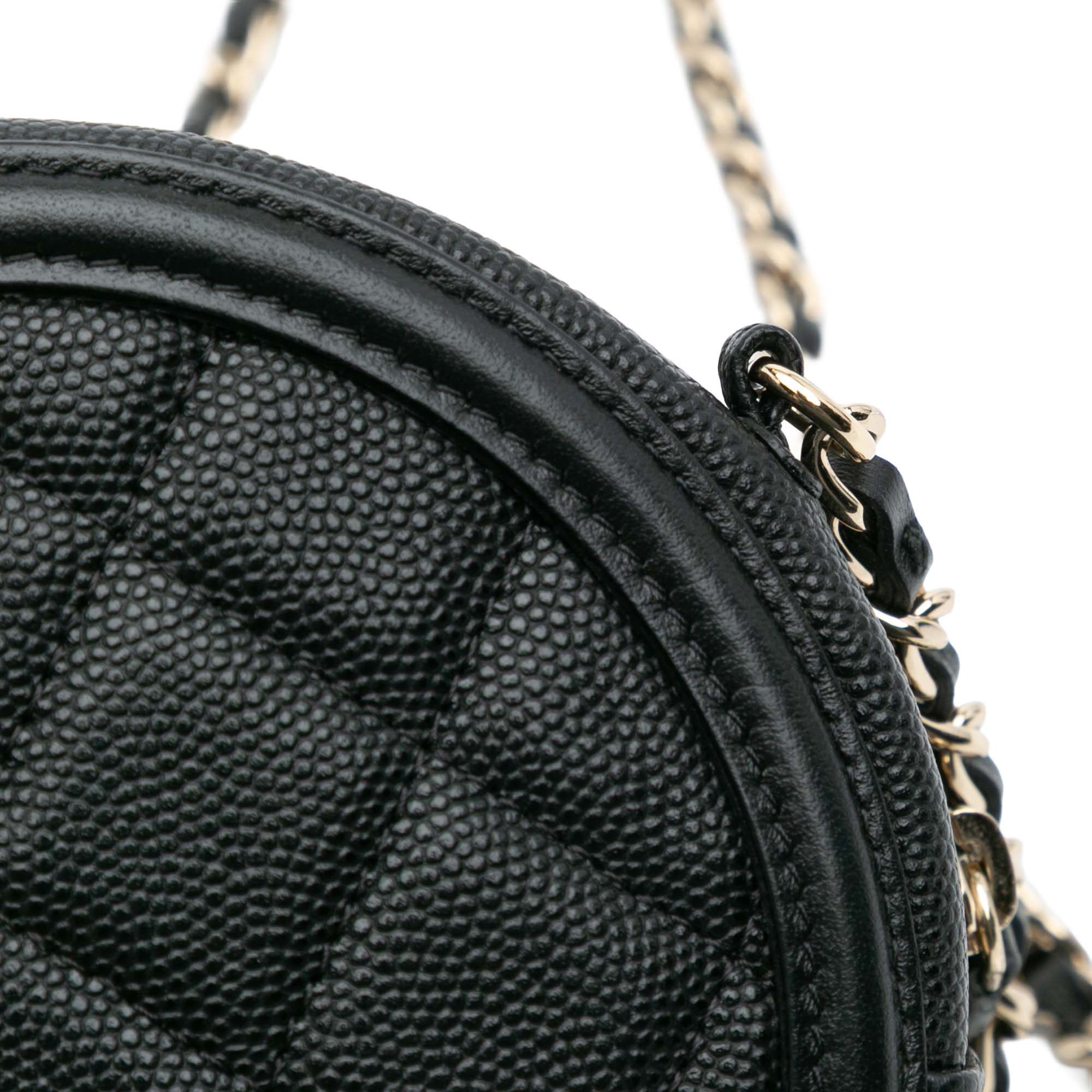 Caviar CC Filigree Round Clutch with Chain