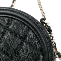 Caviar CC Filigree Round Clutch with Chain
