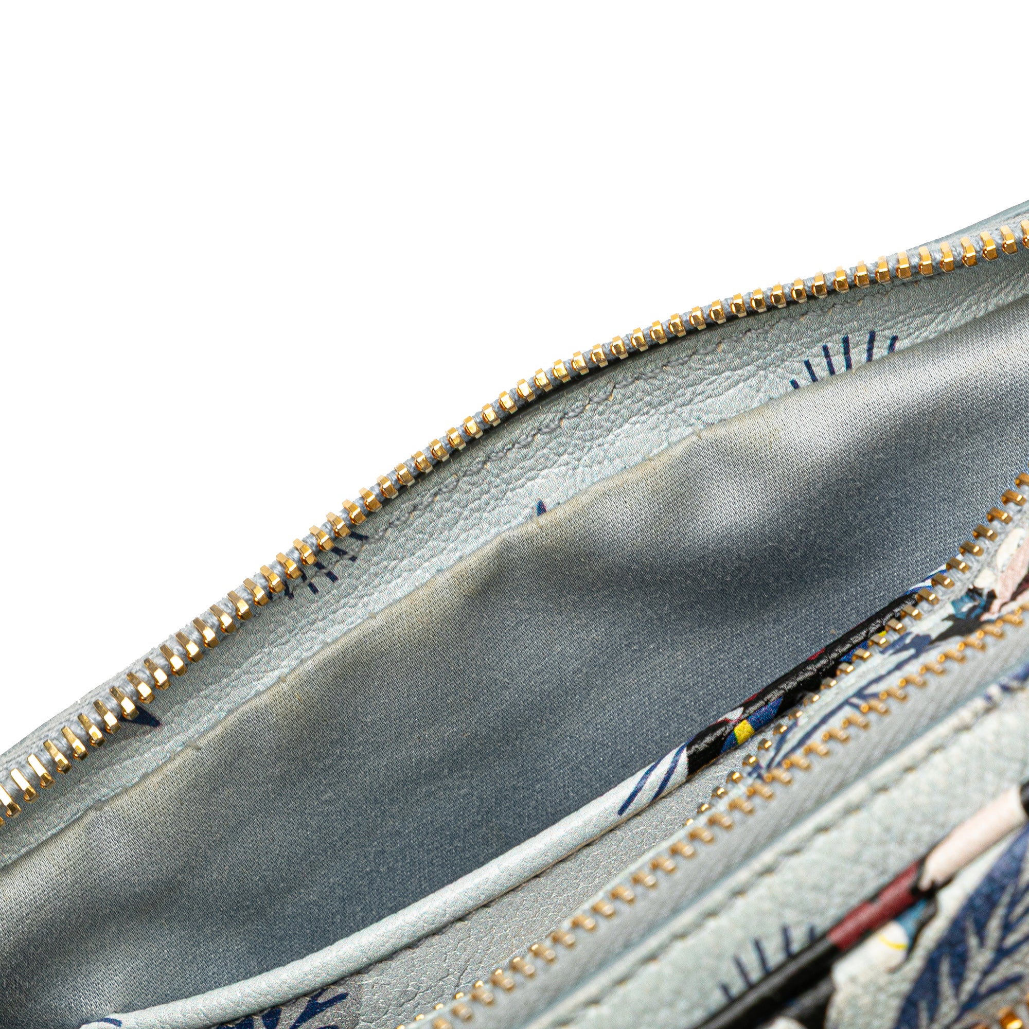 Goatskin Madras Cat Print Double Zip Crossbody