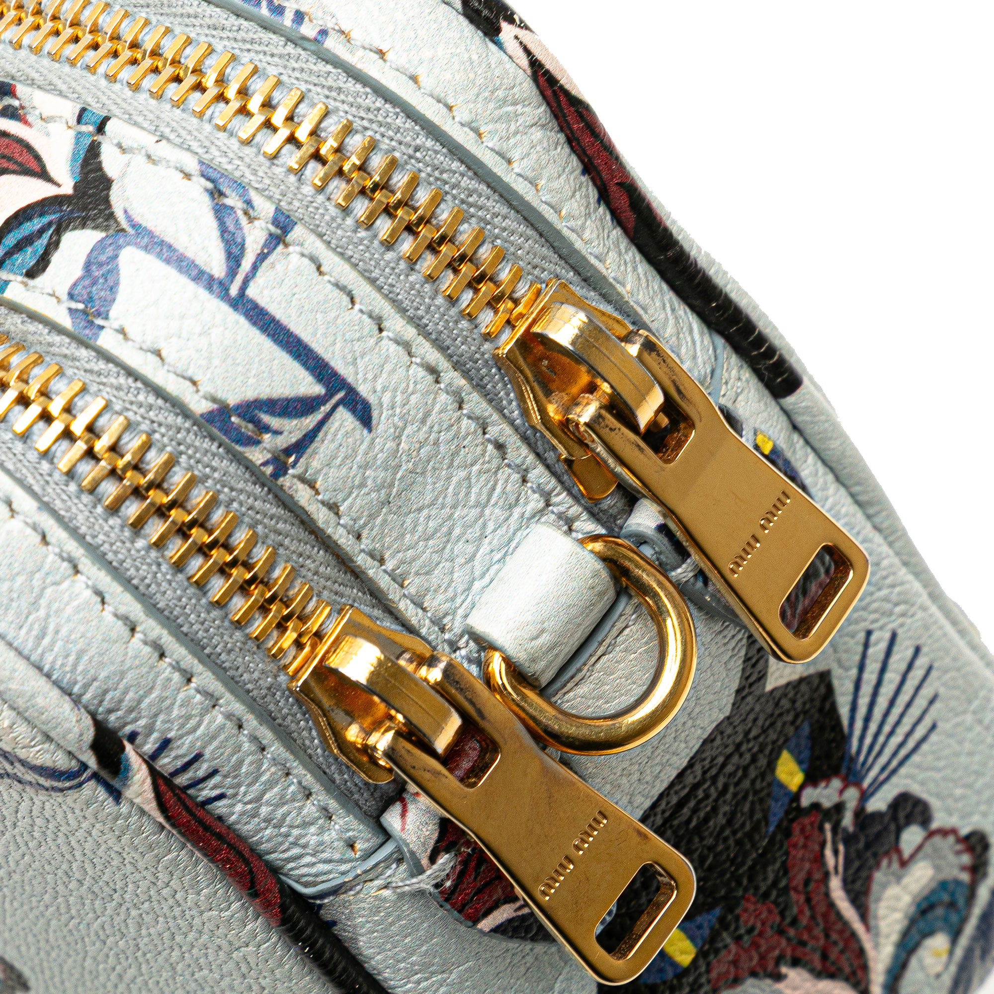 Goatskin Madras Cat Print Double Zip Crossbody