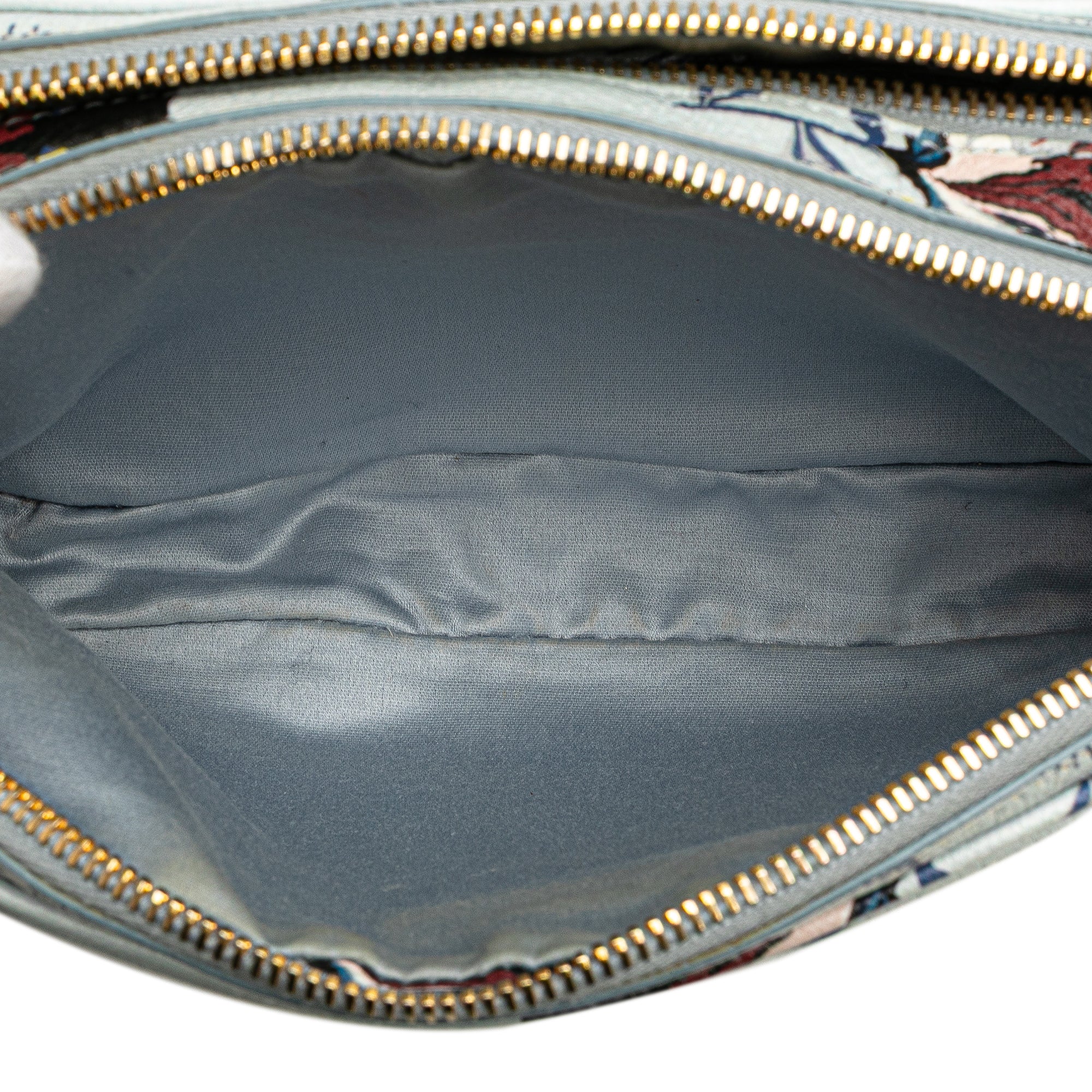 Goatskin Madras Cat Print Double Zip Crossbody