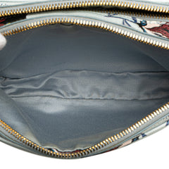 Goatskin Madras Cat Print Double Zip Crossbody