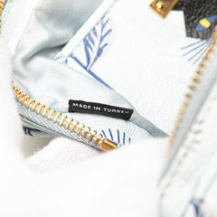 Goatskin Madras Cat Print Double Zip Crossbody