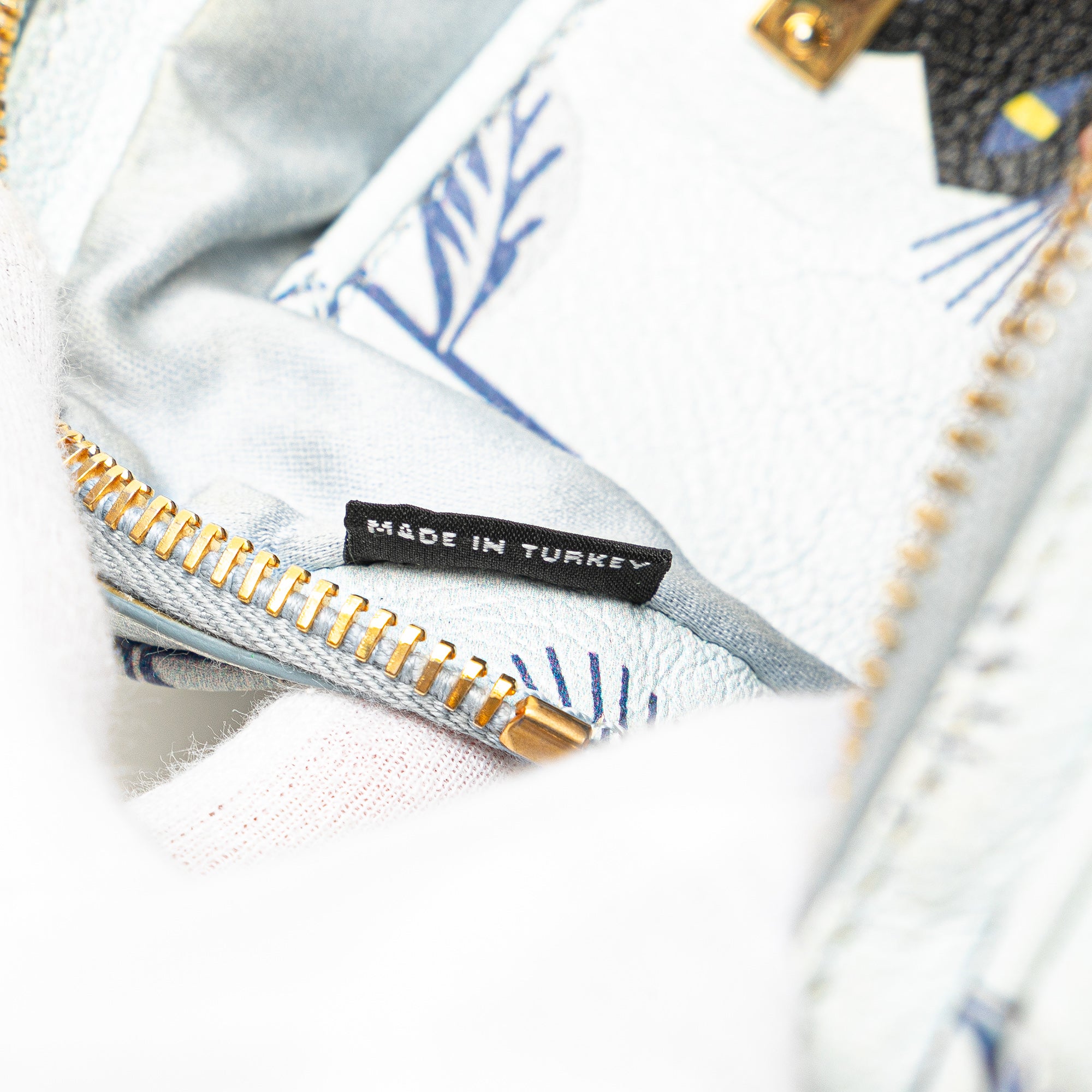 Goatskin Madras Cat Print Double Zip Crossbody