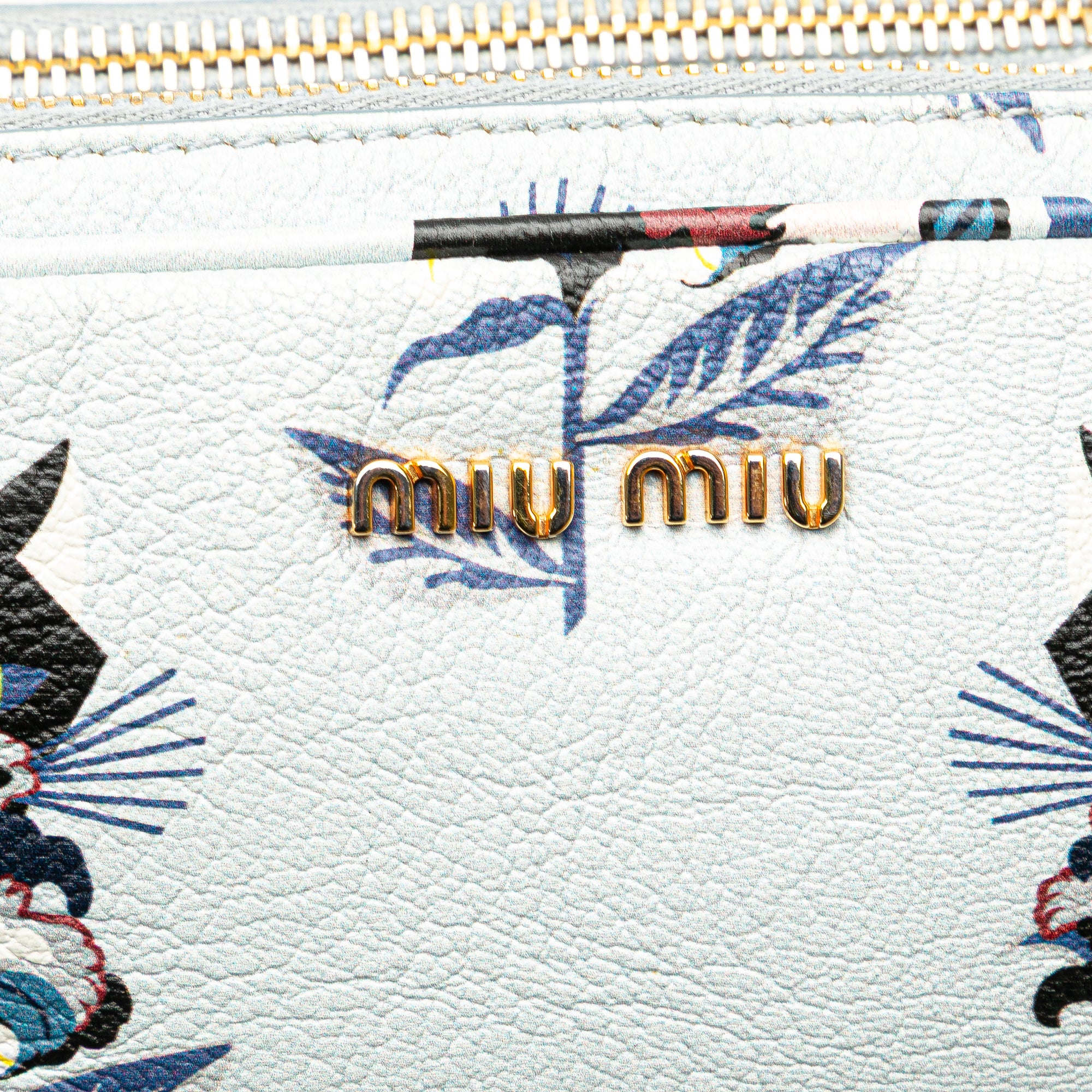 Goatskin Madras Cat Print Double Zip Crossbody