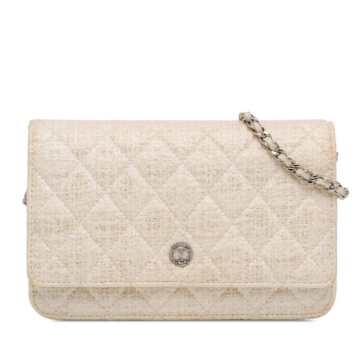 CC Coated Tweed Wallet On Chain