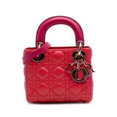 Mini Bicolor Lambskin Cannage Lady Dior