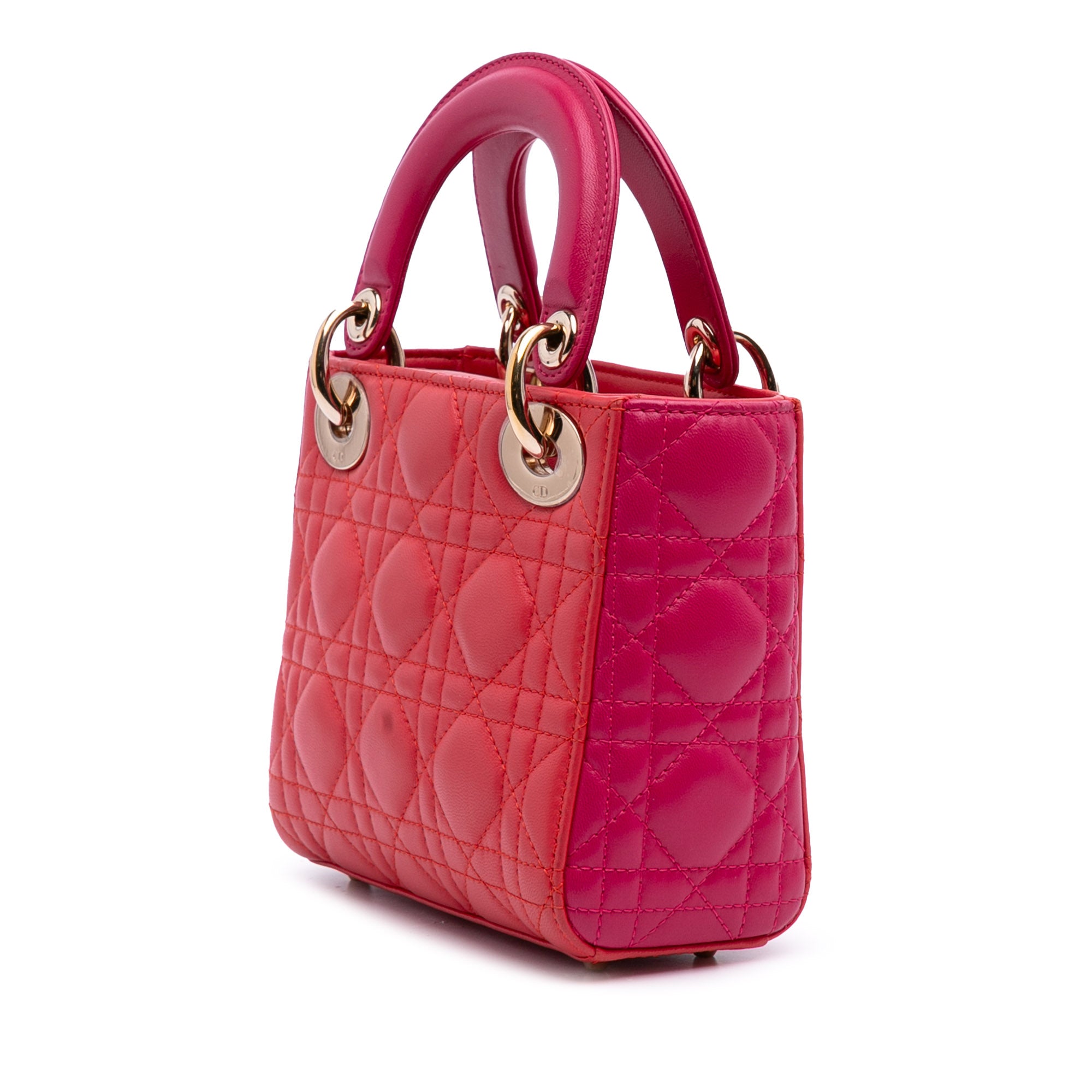 Mini Bicolor Lambskin Cannage Lady Dior