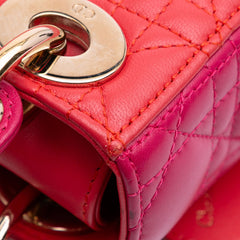 Mini Bicolor Lambskin Cannage Lady Dior