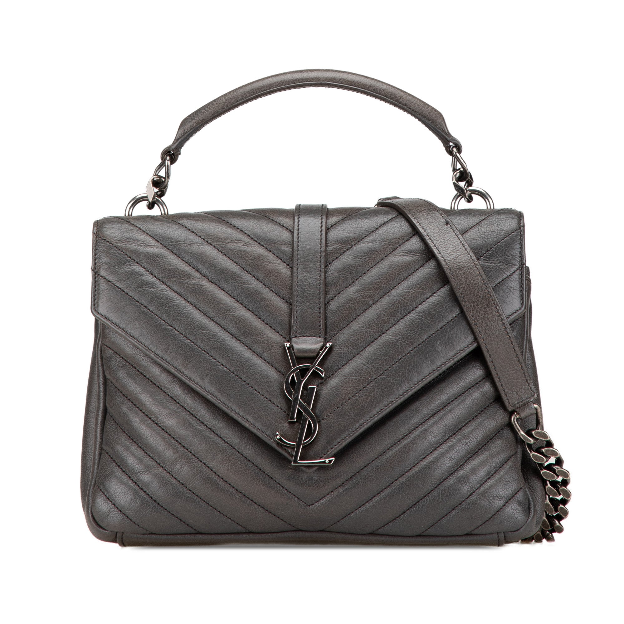 Medium Monogram Chevron Sheepskin College Satchel