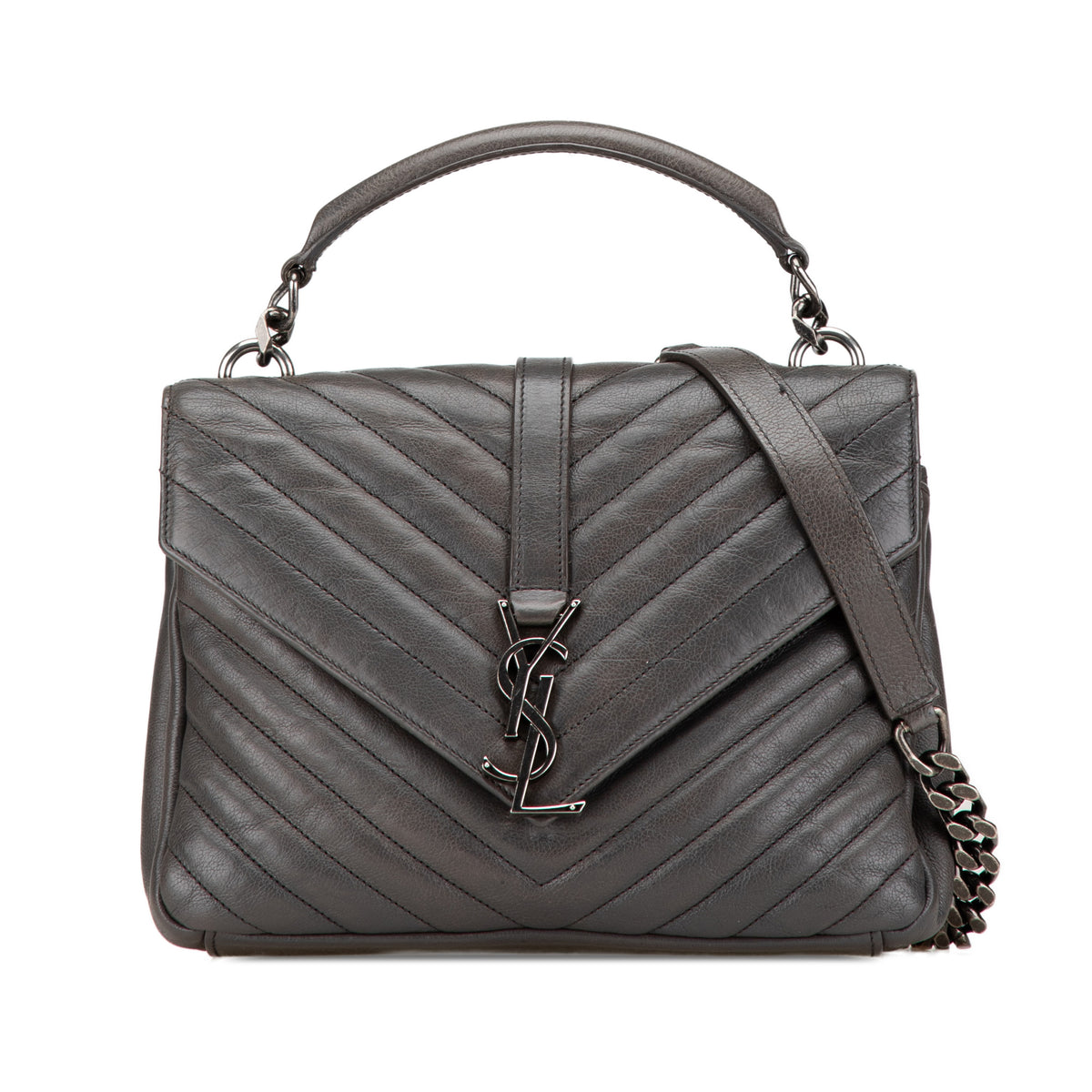 Medium Monogram Chevron Sheepskin College Satchel