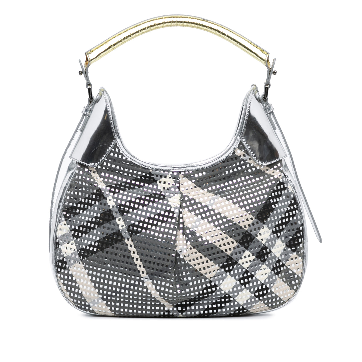 Metallic Beat Check Perforated Brooklyn Hobo