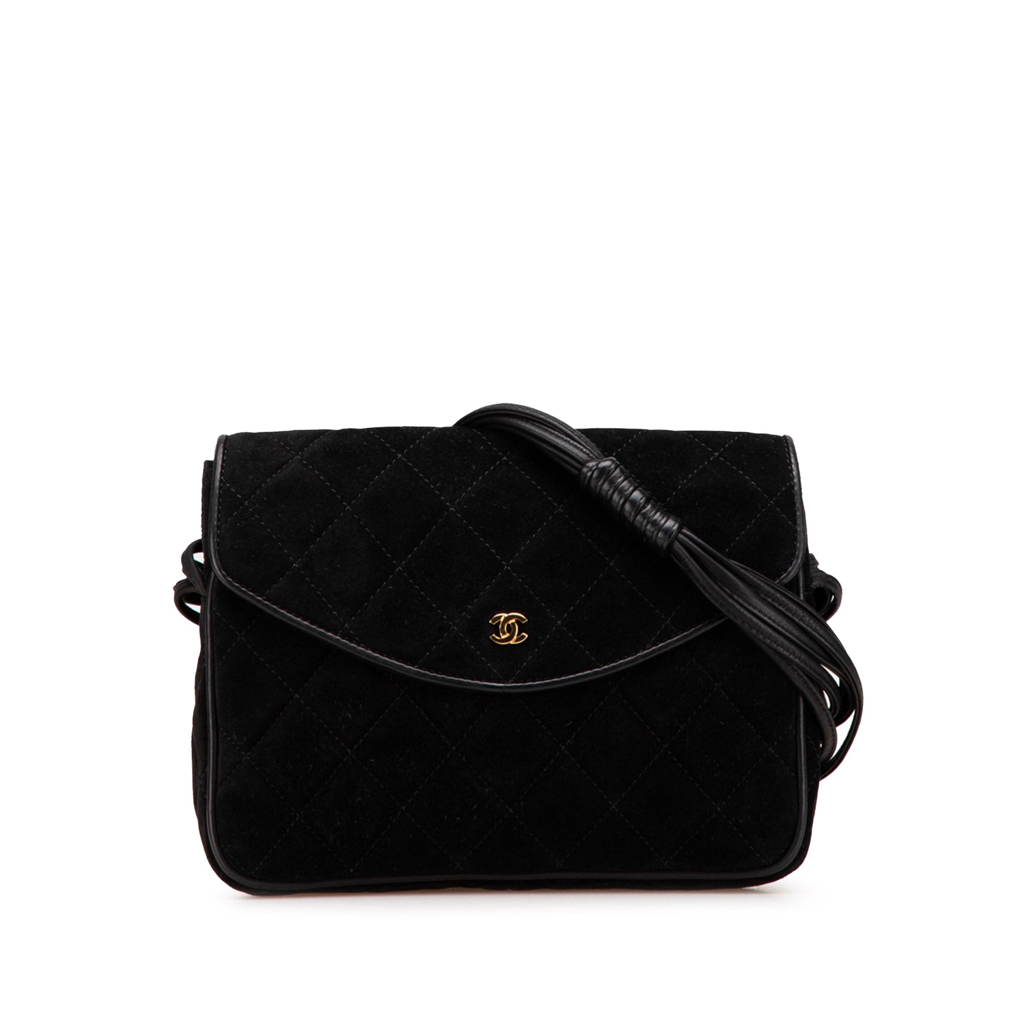 CC Quilted Suede Shoulder Bag