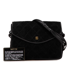 CC Quilted Suede Shoulder Bag