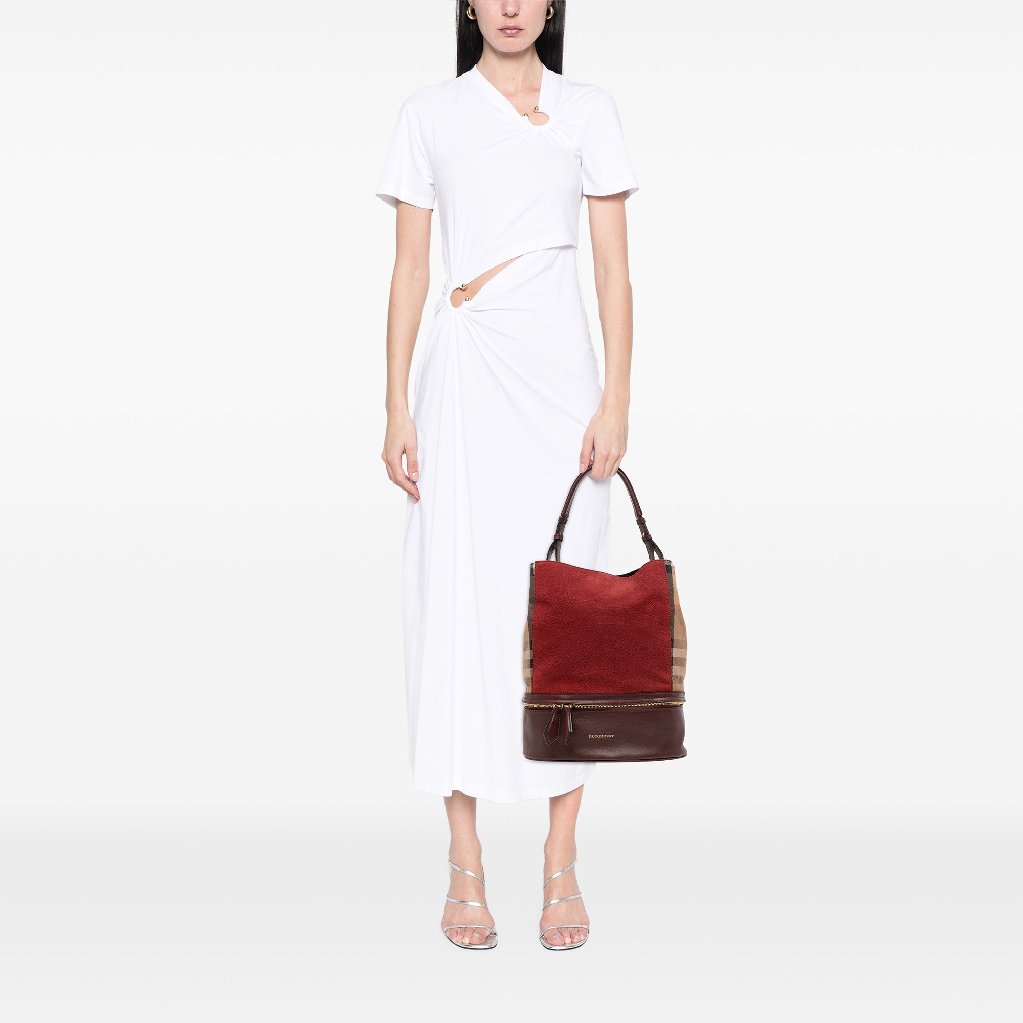 Nubuck and House Check Canvas Beckett Bucket Bag
