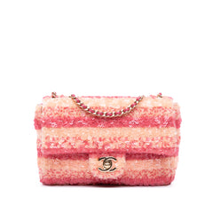 Mini Rectangular Classic Sequin Striped Single Flap