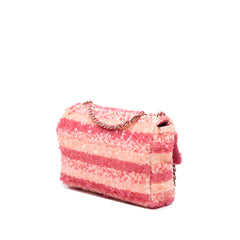 Mini Rectangular Classic Sequin Striped Single Flap