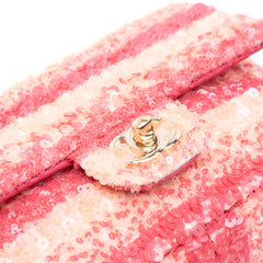 Mini Rectangular Classic Sequin Striped Single Flap