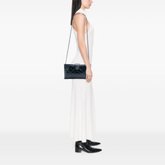 Quilted Glazed Calfskin Coco Pleats Clutch With Chain