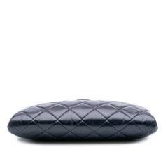 Quilted Glazed Calfskin Coco Pleats Clutch With Chain