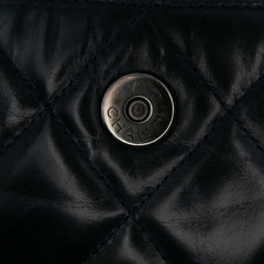 Quilted Glazed Calfskin Coco Pleats Clutch With Chain