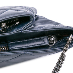 Quilted Glazed Calfskin Coco Pleats Clutch With Chain