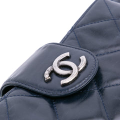 Quilted Glazed Calfskin Coco Pleats Clutch With Chain