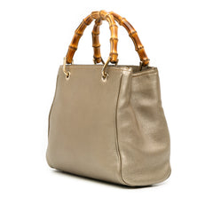 Small Calfskin Bamboo Shopper Satchel