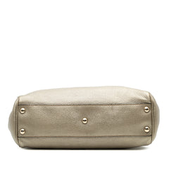 Small Calfskin Bamboo Shopper Satchel