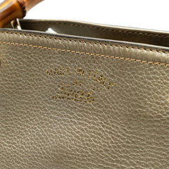 Small Calfskin Bamboo Shopper Satchel