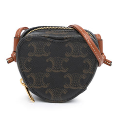 Micro Triomphe Coated Canvas Heart Crossbody